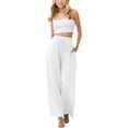 thumbnail image 1 of MIASHUI Girls Summer Loose Pants Solid Color Flower Wide Leg Beach Pants,White,6-7 Years, 1 of 5
