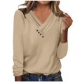 thumbnail image 1 of Timegard Womens Tops V-Neck Ruched Button Long Sleeve Solid Color Comfy Tee Dressy Casual Tunic Top, 1 of 4