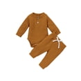 thumbnail image 1 of Gupgi Ensemble 2 Pcs pour Tout-Petit, Barboteuse à Manches Longues à Col Henley + Pantalon Décontracté, 1 of 8