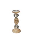 thumbnail image 1 of Oval Raffia Metal Pillar Candlestick 11.25 ", 1 of 3