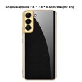 thumbnail image 2 of Full Cover Phone Case Tempered Glass Hard Printed Smartphone Bumper Case Cell Phone Covers Electroplated for S22/22Plus/Ultra Camera Protection Protective  Galaxy S22 ULTRA Golden Thread, 2 of 8