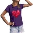 thumbnail image 2 of T-shirts à Manches Courtes pour Couples Assortis Imprimé Cœur de la Saint-Valentin Léger Mince Décontracté Col Rond T-Shirt Confortable Confortable Doux Lui et Elle T-Shirt Basique Vêtements de Vacances Violet P, 2 of 6