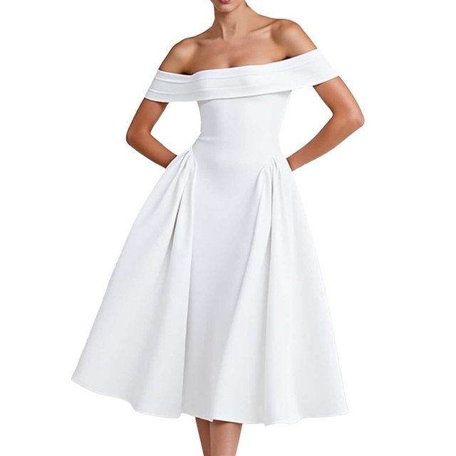 Women's Sexy Strapless Backless Dress - Deep V Neck, Ruffle Sleeves, Tie-Back Design, Solid Color Party Evening Dress