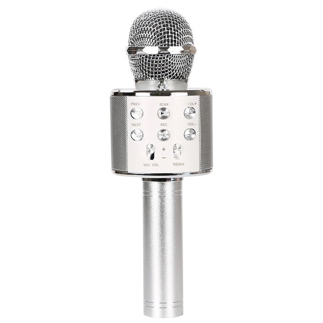 Professional Microphone Karaoke Speaker KTV Music Player Singing Recorder Handheld Microphone silver