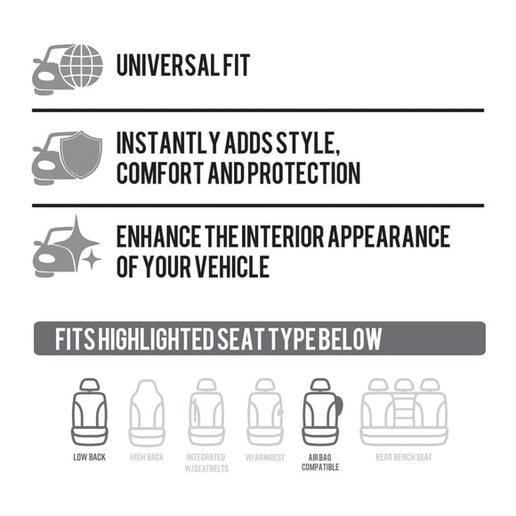 Refurbished Auto Drive 23SC5085 Santos Heavy Duty 2-Piece Truck Seat Cover with Zippered Armrest and Seat Belt Access