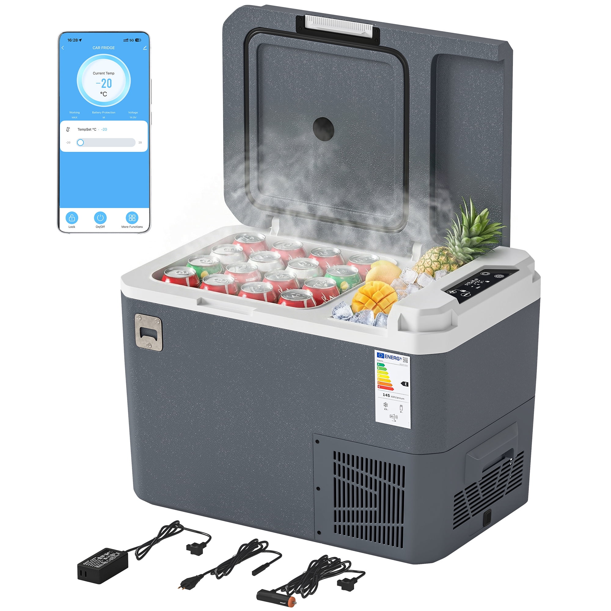 Outsunny Car Fridge with APP Control 26QT, Grey
