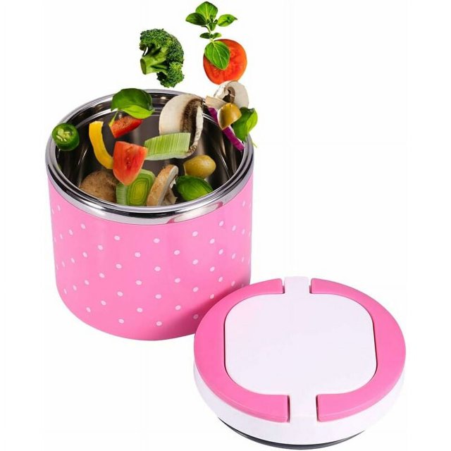 Jinsinto Boîte à Lunch Isolée Rose 600 ml Contenant Isotherme à 1 Couche Boîte Isolée Contenant Isotherme en Acier Inoxydable Contenant de Rangement pour Aliments Chauds