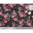 thumbnail image 2 of Soimoi Tissu Poly Georgette Feuilles, Roses et Pivoines Imprimés Floraux au Mètre 52 Pouces de Large, 2 of 3