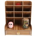 thumbnail image 4 of Wood Desktop Organizer, Desktop Organizer Drawer Stable Structure With Handle For Home For Office Accessory Stationery For Students Black,Cherry Wood Color, 4 of 8