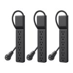 Belkin Protecteur de bande de puissance avec 6 AC Sorties multiples - Plug rotatif plat, 6 ft Cord d'extension lourd pour la maison, bureau, voyage, Com