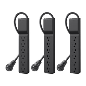 Belkin Power Strip Surge Protector with 6 AC Multiple Outlets - Flat Rotating Plug, 6 ft Long Heavy-Duty Extension Cord for Home, Office, Travel, Com