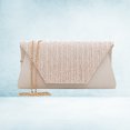 thumbnail image 2 of Silks and Satin Rhinestone Handbag Classic Evening Clutch Magnetic Snap Purse for Wedding Dinner (Apricot), 2 of 8