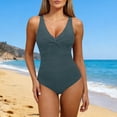 thumbnail image 4 of JMYHOAM One Piece Swimsuit Women Swimwear Women Solid Color Backless Strap Bikini Swimsuit Bikini Color Blocking Off-Shoulder Set, 4 of 8