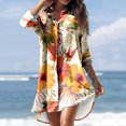 thumbnail image 1 of Ruimatai Paréo de Bain pour Femmes Été Hauts pour Femmes Été Décontracté Col Rabattu Manches Longues Blouse Imprimée Boutons avec Poche Robes Chemise, 1 of 7