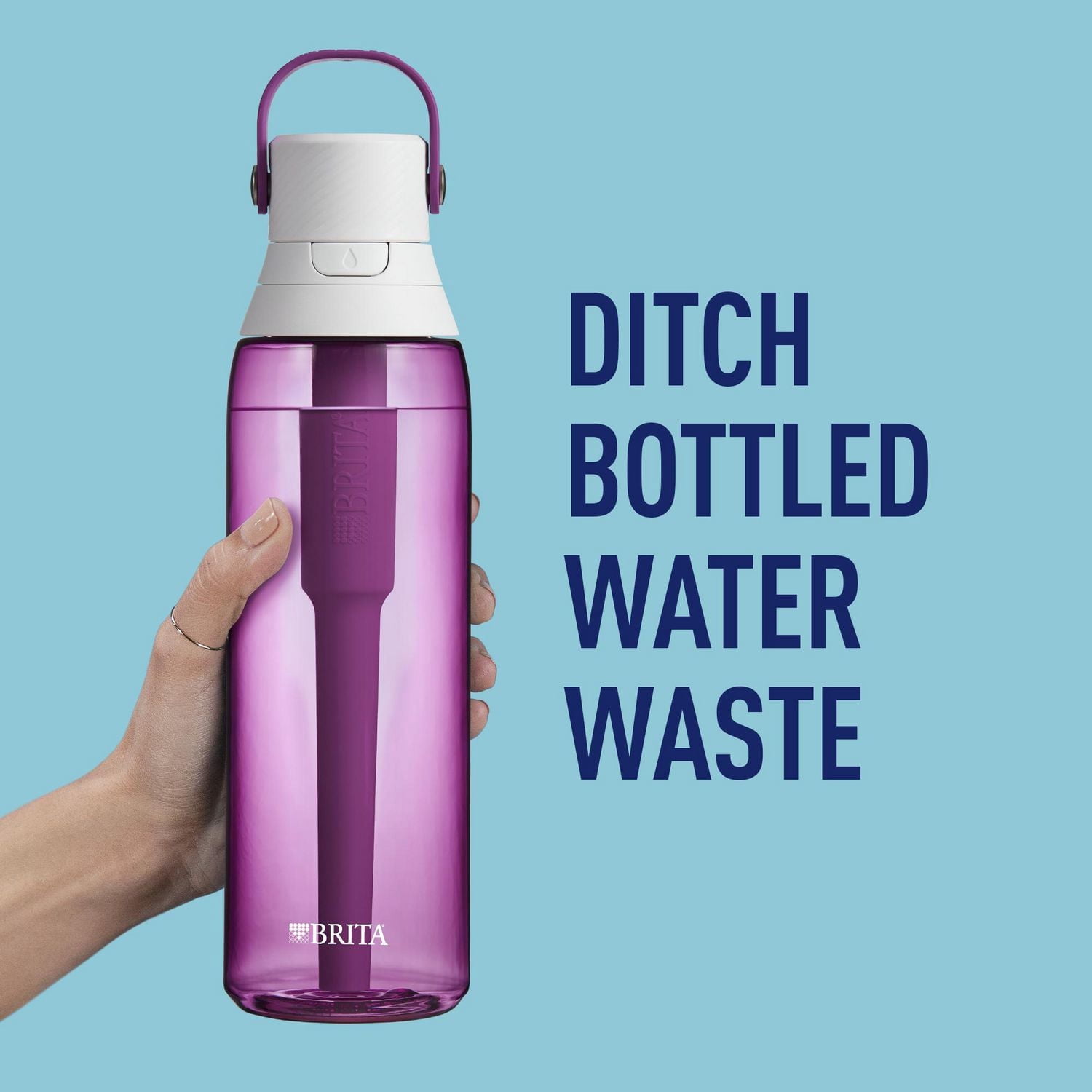 Système de filtration d’eau en bouteille Brita avec paille, anneau de transport pratique et capuchon antifuites, bouteille sans BPA parfaite pour les sports, les voyages ou la randonnée, capacité de 7