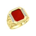 thumbnail image 3 of RYLOS Men's Rings 14K White Gold Ring With Diamonds and RED QUARTZ Set in Designer Nugget Style Rings For Men Size 13, 3 of 8