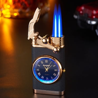 Openpig Inflatable Lighter, Plasma Lighter, Electric Arc Lighter, Windproof Lighter, Metal Lighter Luminous Real Watch dial