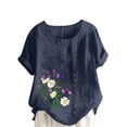 thumbnail image 2 of Fankiway T-Shirt Ample Décontracté d'Été pour Femme à Col Rond, Manches Courtes, Imprimé Floral, Hauts pour Femmes, Liquidation, Grande Taille, Chemises pour Femmes en Liquidation, Vêtements de Printemps pour Femmes 2024, 2 of 5