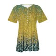 thumbnail image 4 of Pompotops Femmes Mode Décontractée Imprimé Col Rond Ample Manches Courtes T-shirt Haut Blouse Chandail Liquidation, 4 of 5