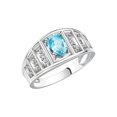 thumbnail image 3 of RYLOS Rings for Women Sterling Silver Ring Classic Style 7X5MM Oval Gemstone &  Diamond Ring December Blue Topaz Jewelry Size 9, 3 of 7