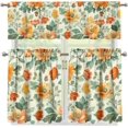 thumbnail image 3 of Yellow Floral 3 Pieces Kitchen Curtains and Valances Set Rod Pocket Tier Curtains Decor Curtains for Living Room Bedroom Bathroom, Easy to Install Curtain for Kitchen Window, 3 of 5
