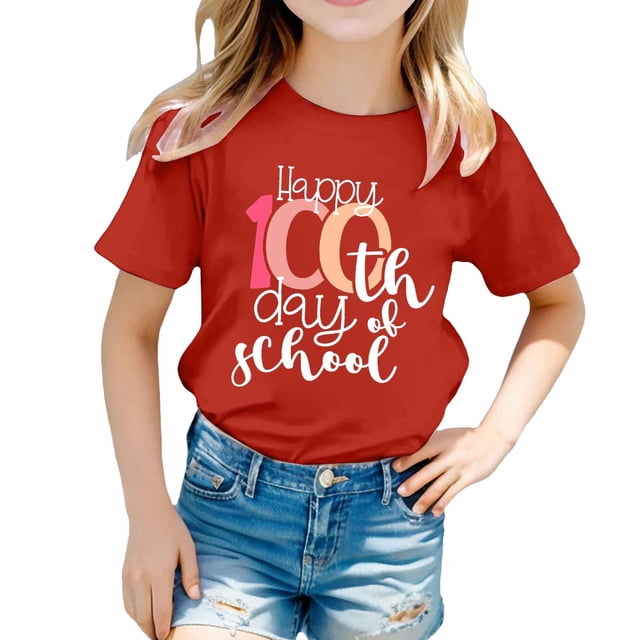 T-Shirt à Manches Courtes Col Rond Imprimé pour Enfants - Design Unisexe, Matériau Polyester, Tailles 3-13 Ans, Adapté pour Garçons/filles