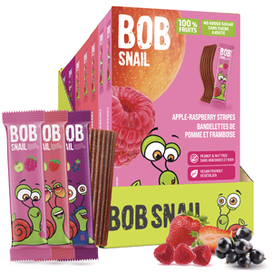 Bob Snail Fruit Leather Stripe Healthy Fruit Rollup Snacks Variety Pack - Pack of 7 (Apple-Strawberry x3; Apple-Raspberry x2; Apple-Black Currant x2)
