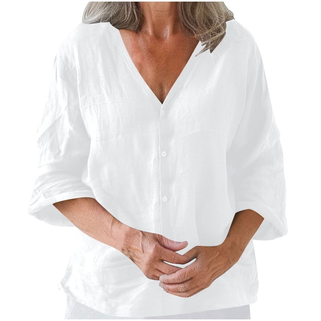 Women's Casual Cotton and Linen Cardigan with Three-Quarter Sleeves, Solid Color Multi-Color Lightweight Open Front Sweater, Perfect for Spring and Summer, Versatile Women’s Top