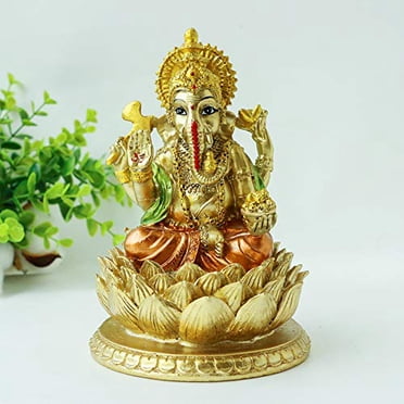 Hindu God Lord Ganesha Statue - India Ganpati Idol Elephant Sculpture - Indian Buddha Mandir Pooja Temple