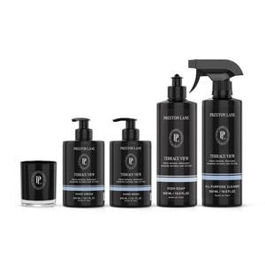 Preston Lane Signature Home Set &ndash; All Purpose Cleaner, Dish Soap, Hand Wash, Hand Cream & Scented Candle | Plant-Powered Cleaning & Care Essent