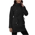 thumbnail image 3 of Sentmoon Waterproof Jacket Oversized Hooded Neck Long Sleeve Women's Coats Zipper Solid Color Windproof Womens Fall Clothes Fall and Winter Delightful for Backpacking and Camping, 3 of 9