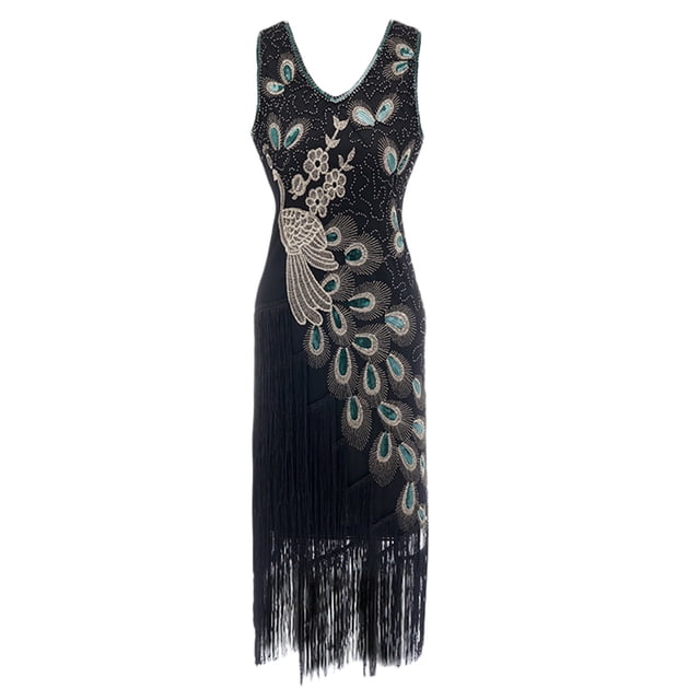 SMihono Robe d'Été pour Femmes Grande Taille Grande Taille Vintage Années 1920 à Franges Superbe Robe de Soirée Cocktail