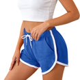 thumbnail image 2 of Womens Athletic Shorts Running Color Block Shorts with Pockets and Drawstring (Blue L), 2 of 4