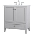 thumbnail image 3 of Pemberly Row Modern 30" Single Quartz Top Bathroom Vanity in Gray, 3 of 15