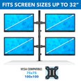 thumbnail image 3 of Mount-It! 4 Monitor Stand | Quad Monitor Desk Mount | Fits Four Computer Screens 19 21 24 27 29 30 32 Inches | Heavy Duty Height Adjustable Arms | VES, 3 of 4