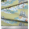 thumbnail image 2 of Soimoi Beige Rayon Fabric Animals & Pine Tree Print Fabric by the Yard 56 Inch Wide, 2 of 5
