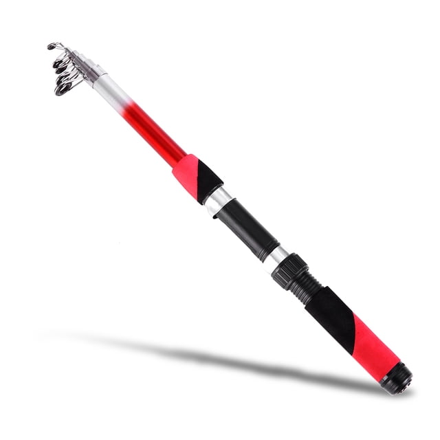 Canne à Pêche Télescopique Portable 2,1 m en Fibre de Verre, Canne de Voyage pour la Pêche en Mer, Canne Spinning