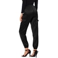 thumbnail image 3 of Unique Bargains Women's Drawstring Elastic High Rise Silky Satin Cargo Solid Pants Black M, 3 of 6