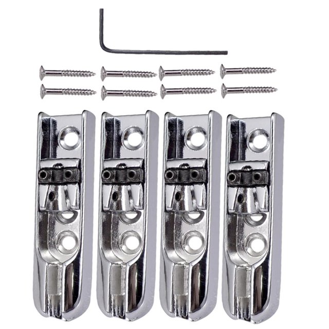 Pont de Basse 4 Pièces avec 8 Vis pour 4 Cordes de Remplacement de Guitare Basse Électrique