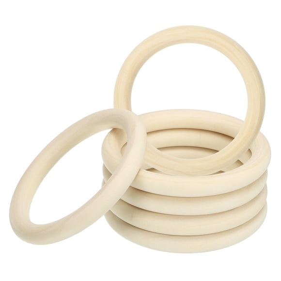 Unique Bargains 85mm Wooden Rings for Crafts, 10 Pack Natural Wood Rings Unfinished Wood Loop Circle