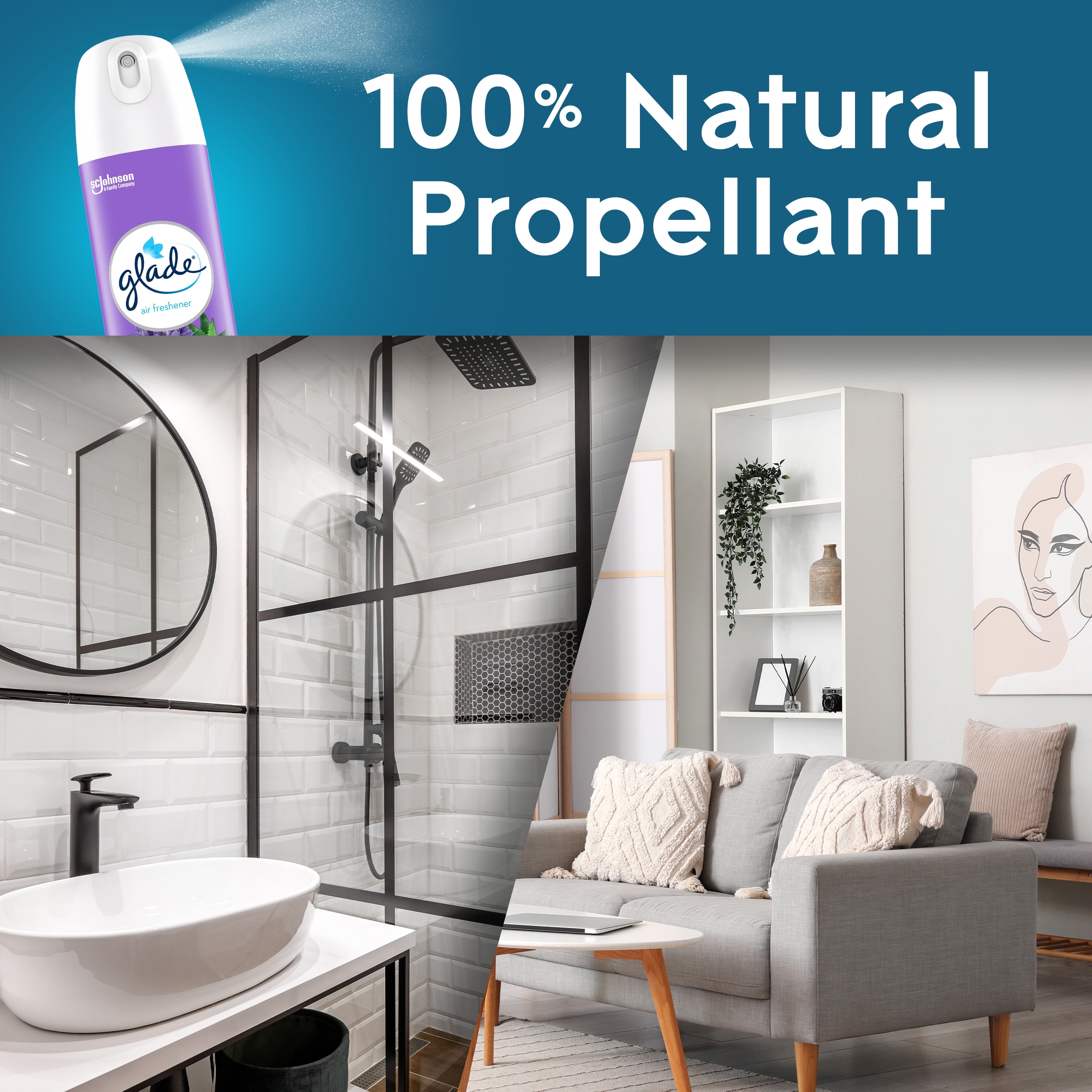 Glade® purificateur d’air et éliminateur d’odeurs en aérosol, lavande paisible et aloes