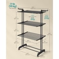 thumbnail image 5 of SONGMICS Clothes Drying Rack 4-Tier, Foldable Laundry Drying Rack 173 cm Tall, Stainless Steel, Rolling Clothes Horses, Laundry Airer, Indoor Outdoor Use, Ink Black, 5 of 5