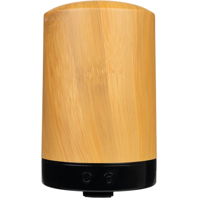 ScentSationals Diffuseur 100 ml - Bambou avec une Finition Cylindrique à grain de Bois de Bambou et une base Noire avec Deux Boutons de Commande, Conçu pour l'Aromathérapie aux Huiles Essentielles, Doté d'Un Réservoir de 100 ml, d'Un Arrêt Automatique et d'Un Fonctionnement Ultra Silencieux.