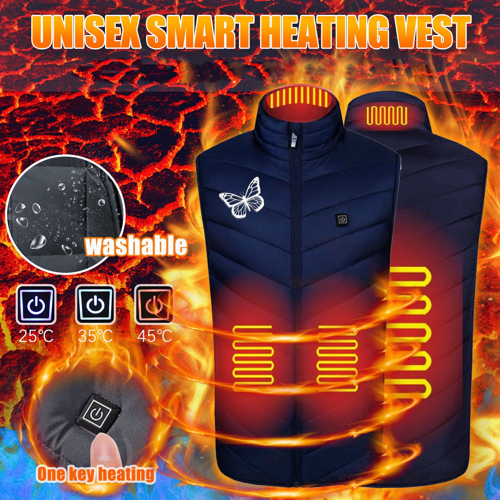 EQWLJWE Womens Heated Vest Smart Controller Sleeveless Floral Print Lights Out Design Lightweight Heating Vest (Battery Pack Not Included) Heated Vest for Women Rechargeable Halloween Costumes for Women Plus Size