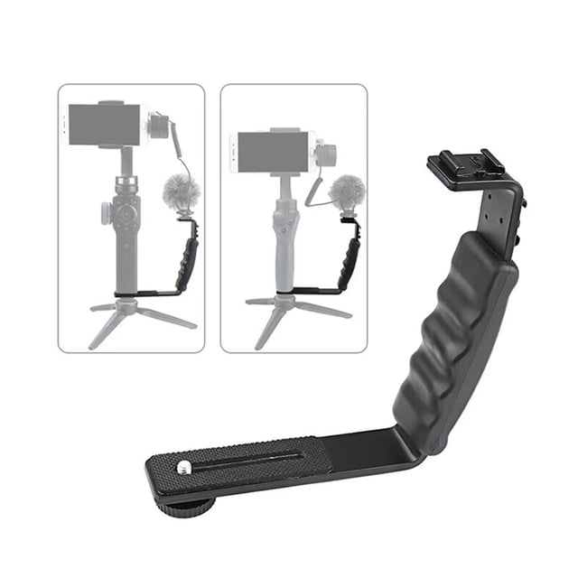 Handheld L-shaped Gimbal Expansion Bracket Holder with 2 Hot Shoe Mounts Accessory Replacement for DJI