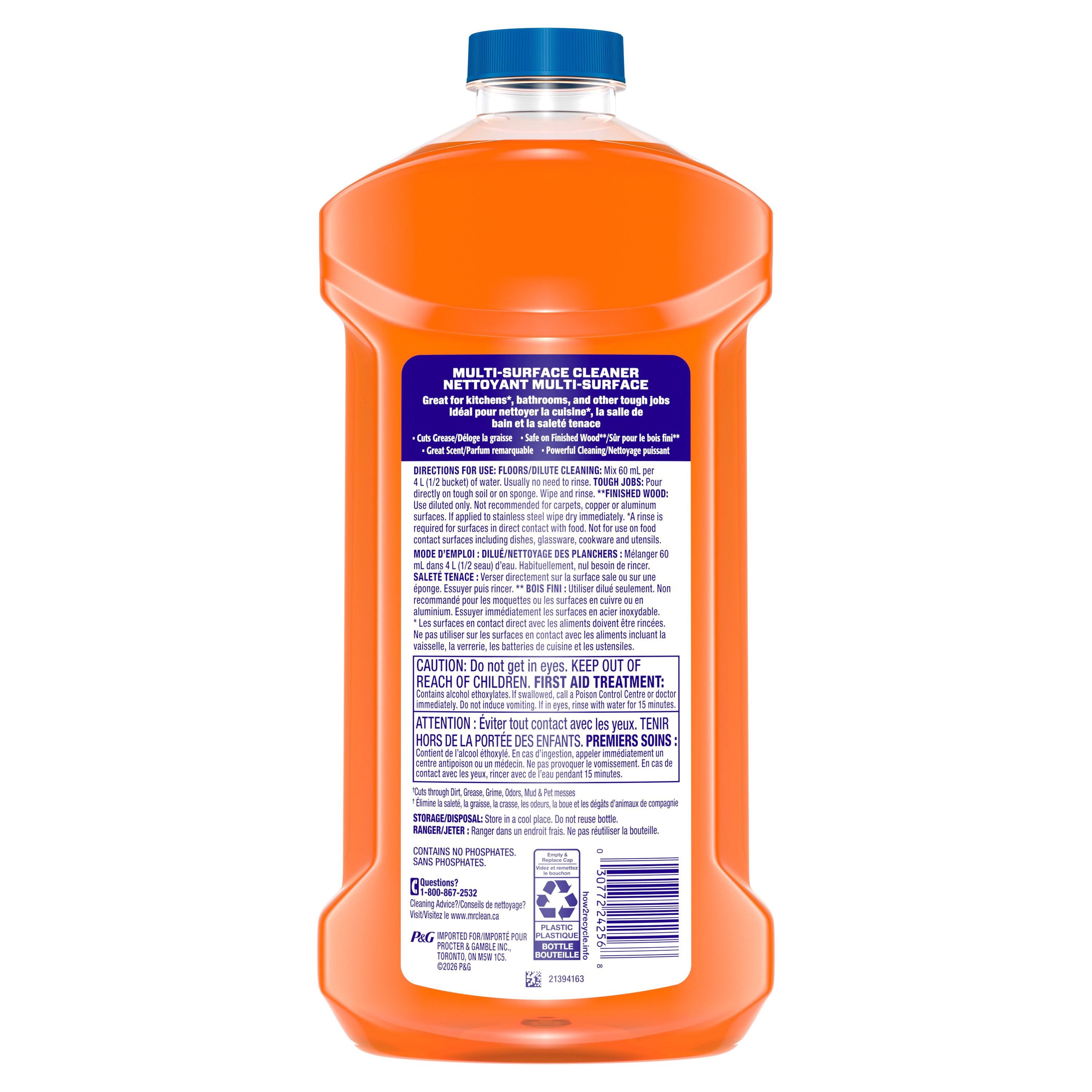 Nettoyant tout usage M. Net, nettoyant pour planchers, savon pour vadrouille, nettoyant liquide, Soleil tropical, 1,21 L