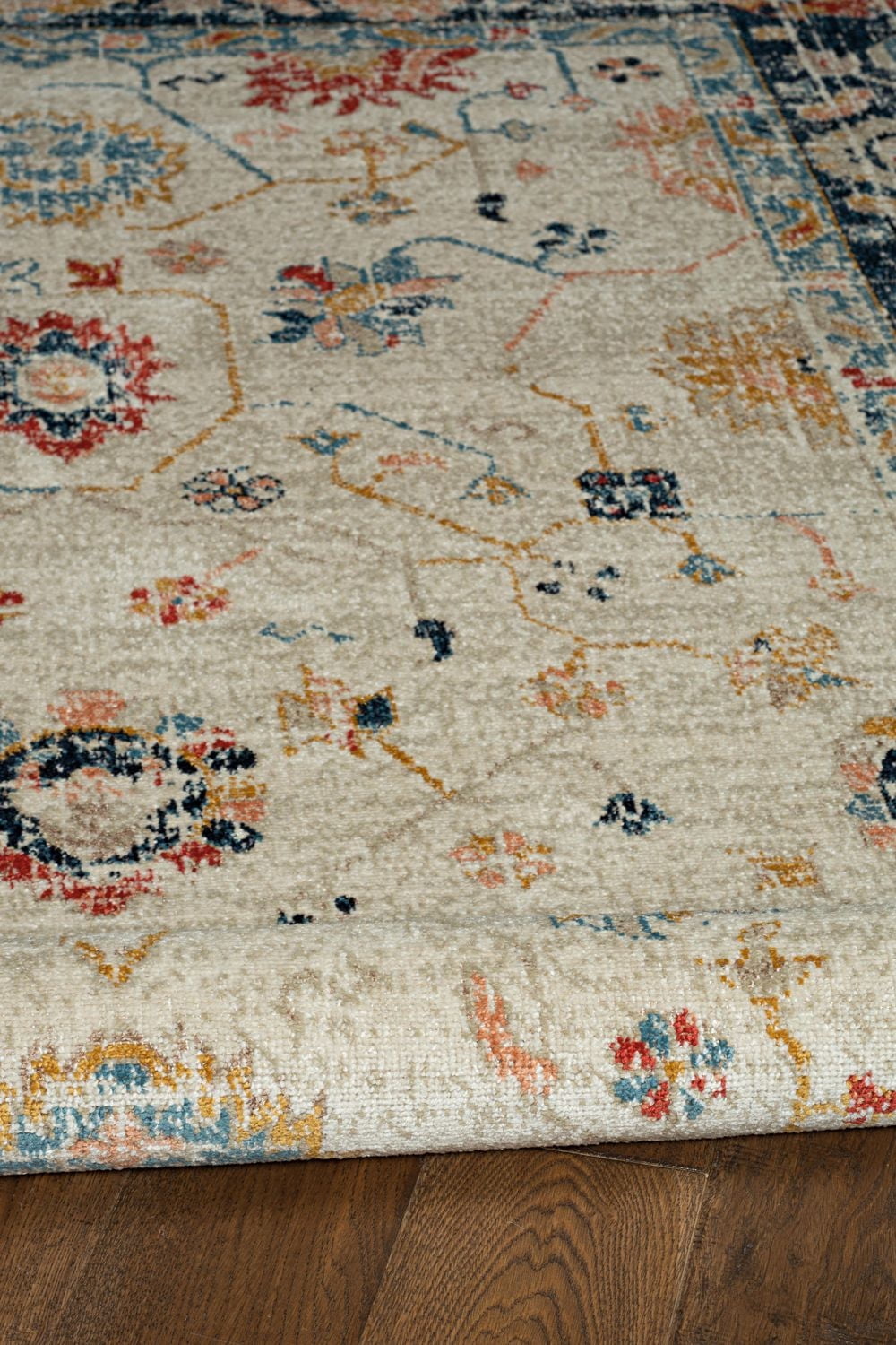 Tapis d'appoint Grand Zéro Leona ivoire & bleu de 3 pi x