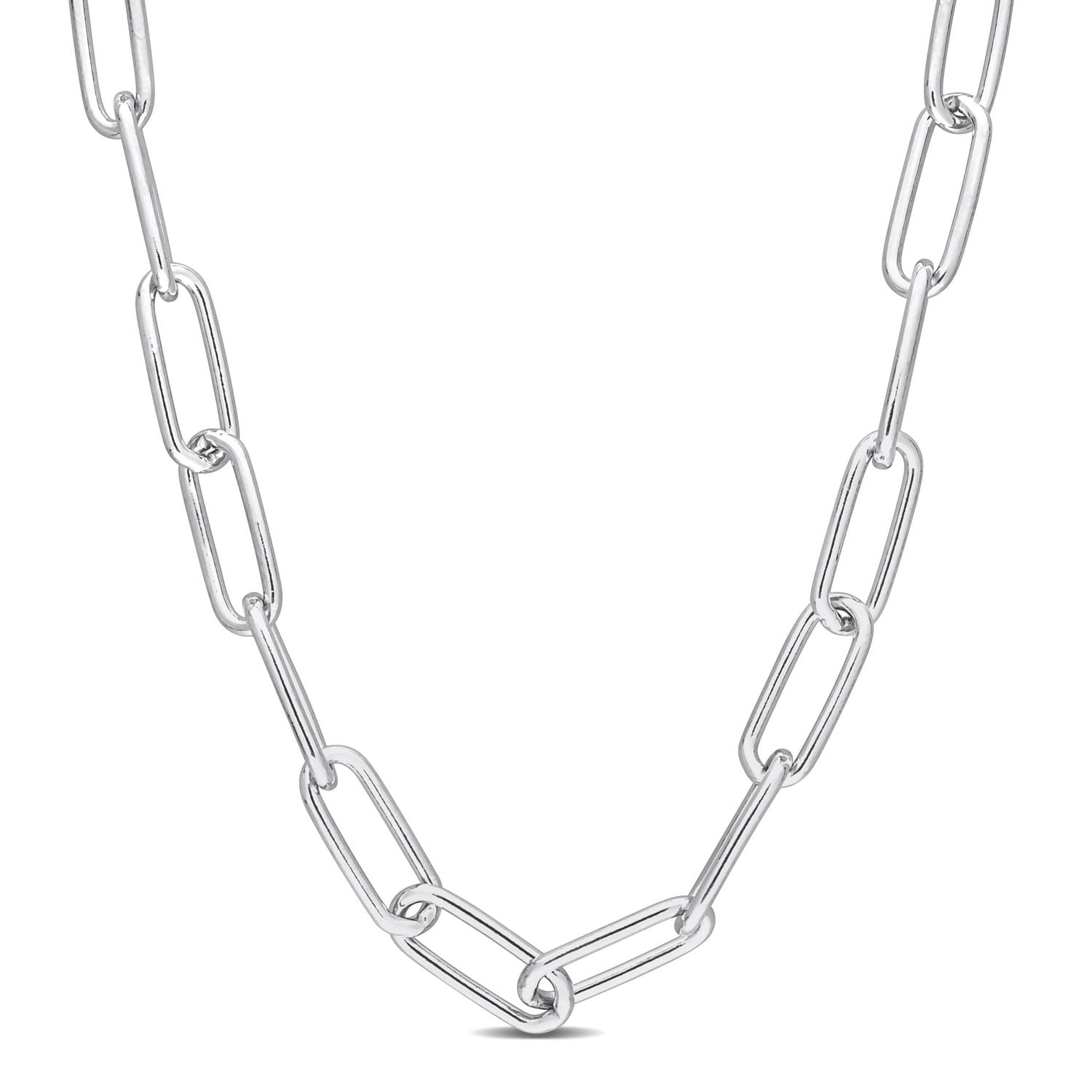 Miabella Sterling Silver Paperclip Necklace