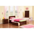 thumbnail image 2 of Leo & Lacey Twin Wood Platform Bed with Footboard and Storage Drawers in Walnut, 2 of 7