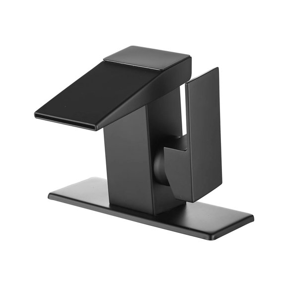 Robinet de Salle de Bain à DEL en Cascade, Noir Mat pour Lavabo, Trou Unique, Poignée Unique, Mitigeur de Meuble-Lavabo Moderne, Facile à Installer